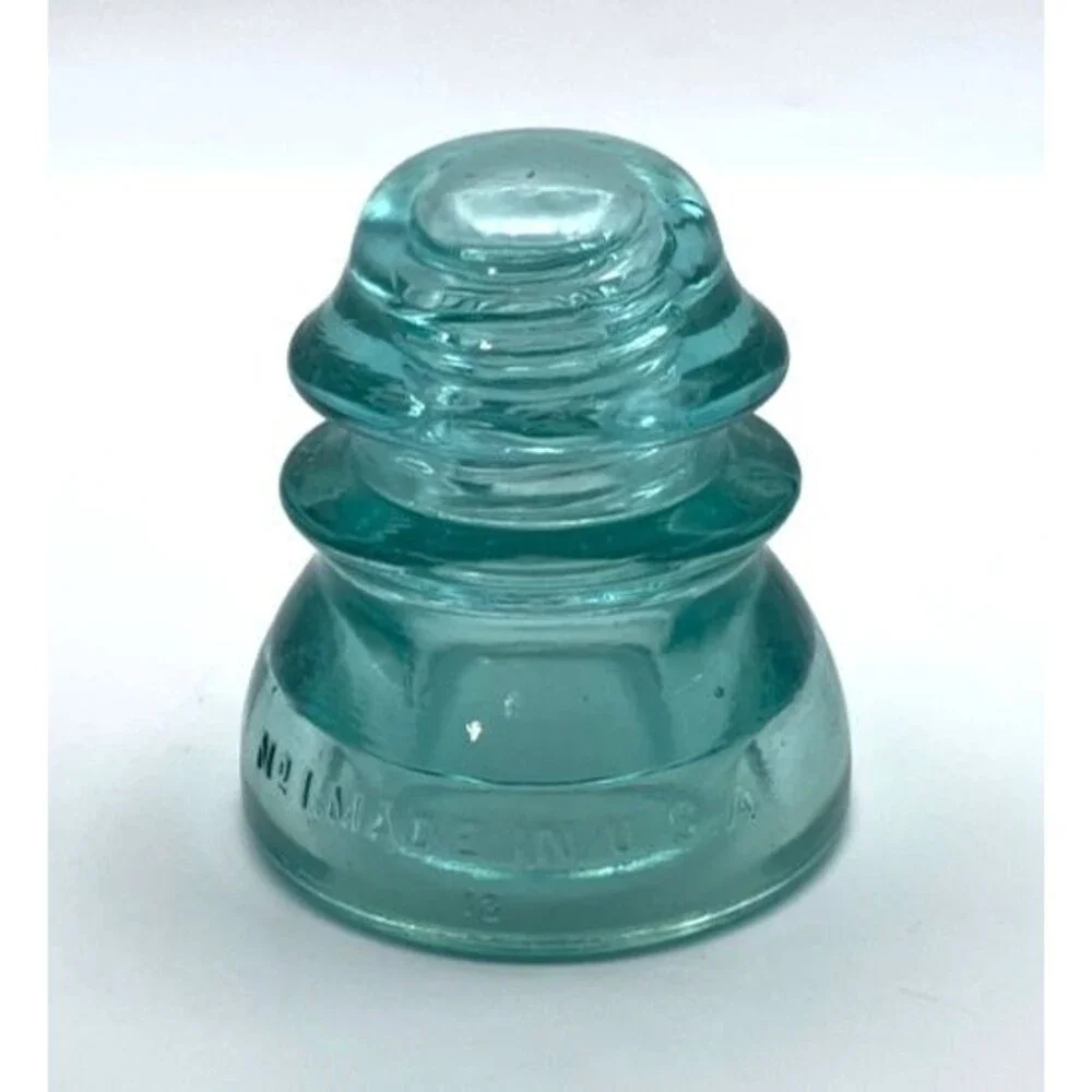 Whitall Tatum Co No. 1 Aqua Glass Telegraph Telephone Insulator #13 CD 113 USA